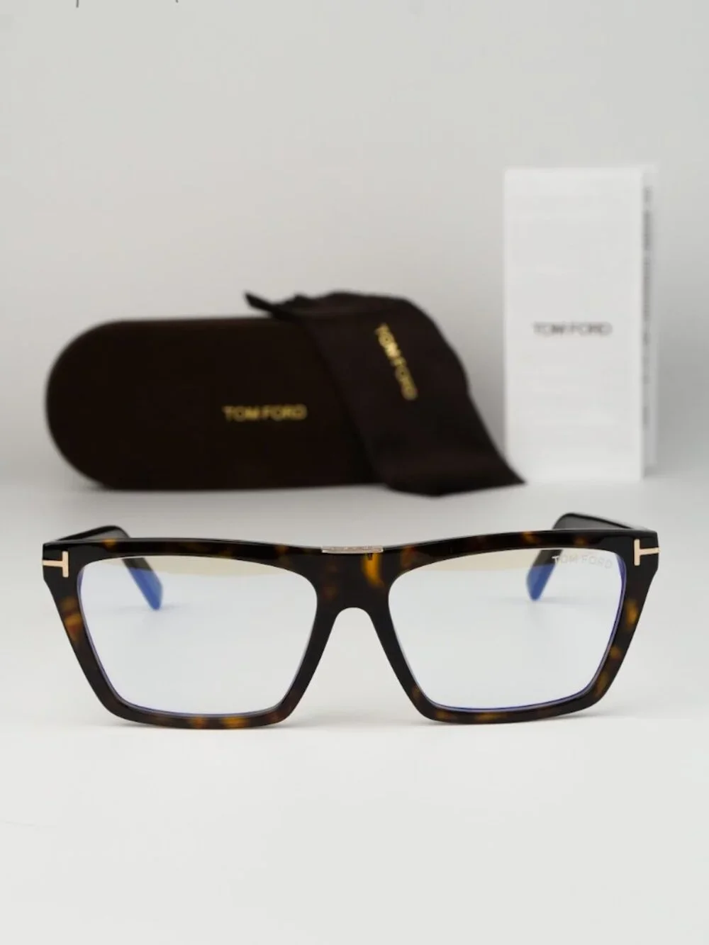 Tom Ford Women Eyeglasses Havana Blue Block Cat Eye FT5912-B 052 NEW AUTHENTIC